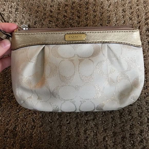 Gold metallic coach wristlet - Picture 2 of 3